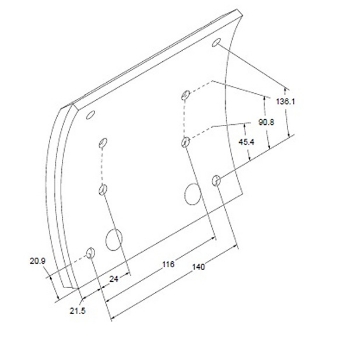 Picture of MP32+1MM/501 - Brake Lining - Single Oversize -MAN/MB Ft/Rear - 410mm x 180mm x 17mm -12.9 - 8 Holes 